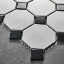 Stanmore Matt White & Black Octagon Porcelain Mosaic Tile